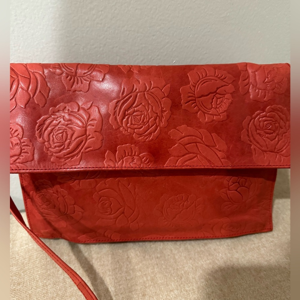Vittorio Red Embossed Crossbody Bag